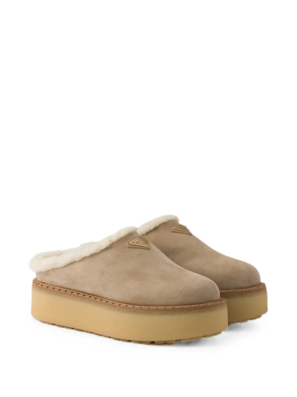 Prada suede slippers Beige