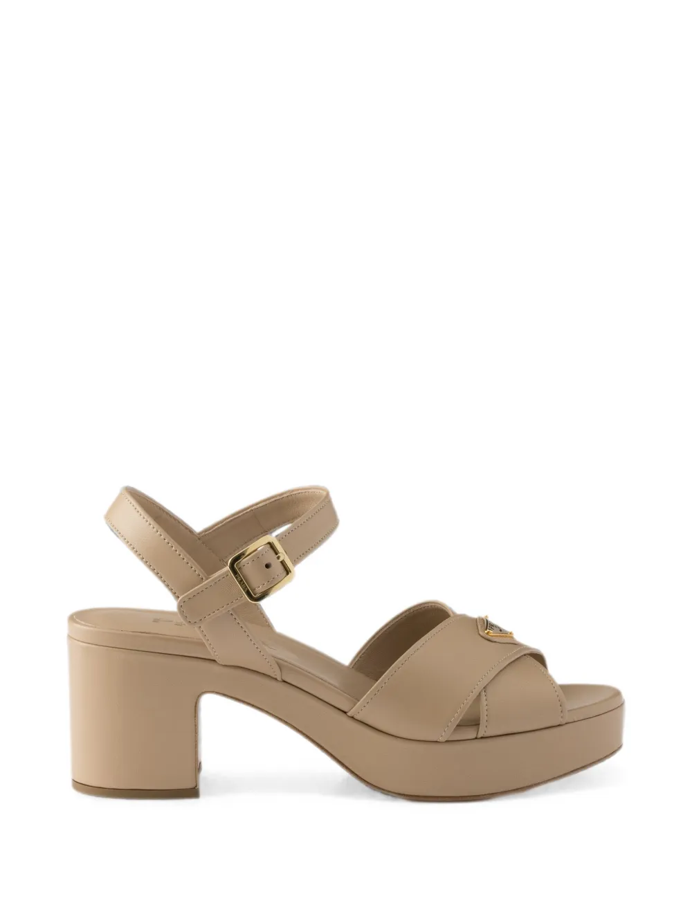 Prada nappa leather platform sandals Beige