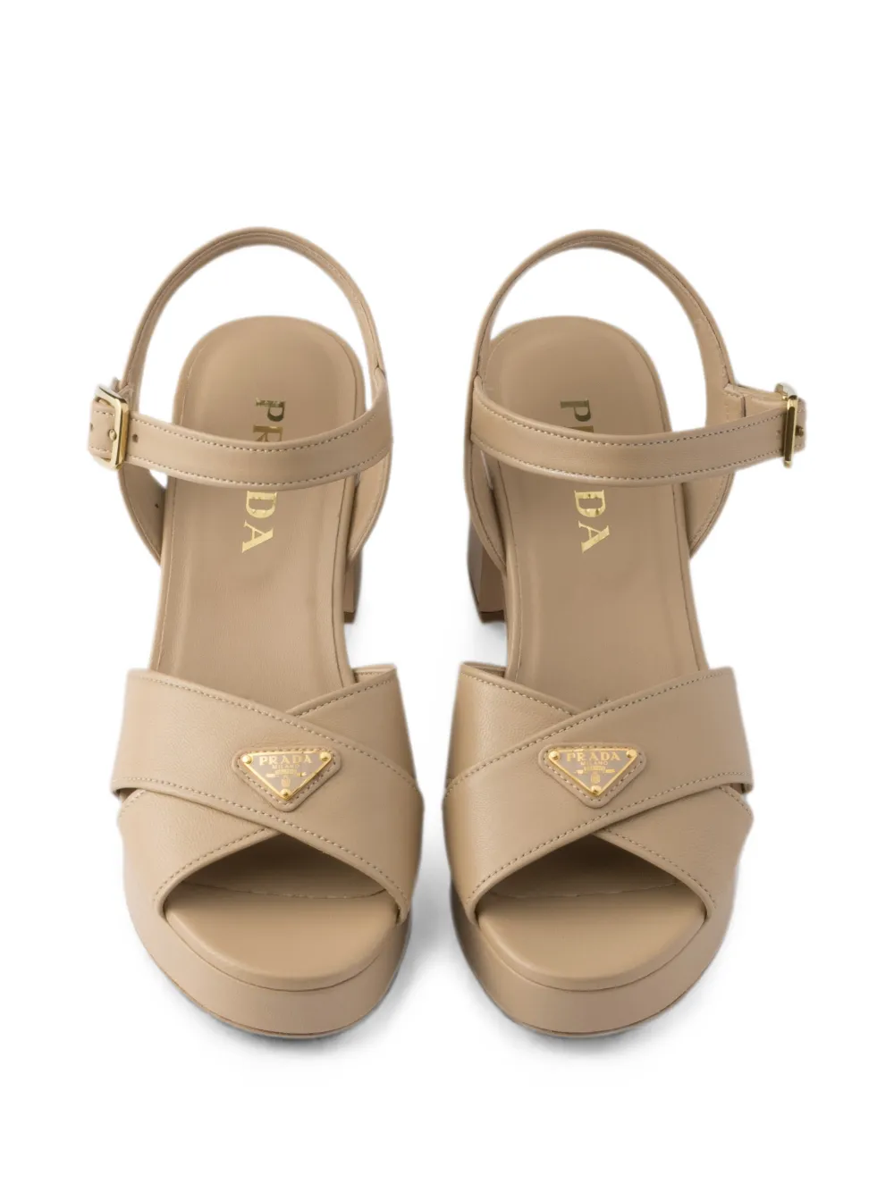 Prada nappa leather platform sandals Beige