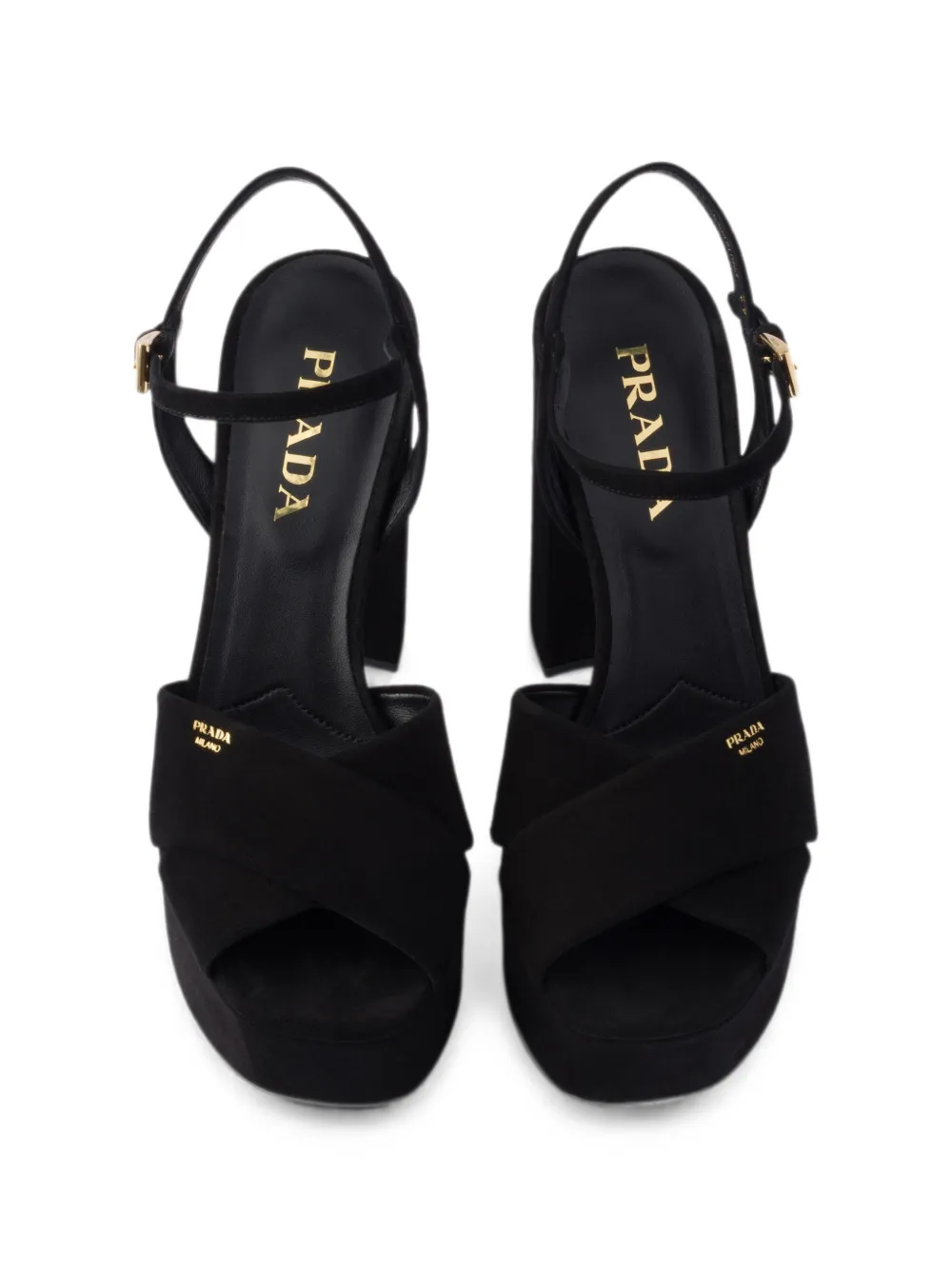 Prada suede platform sandals Zwart