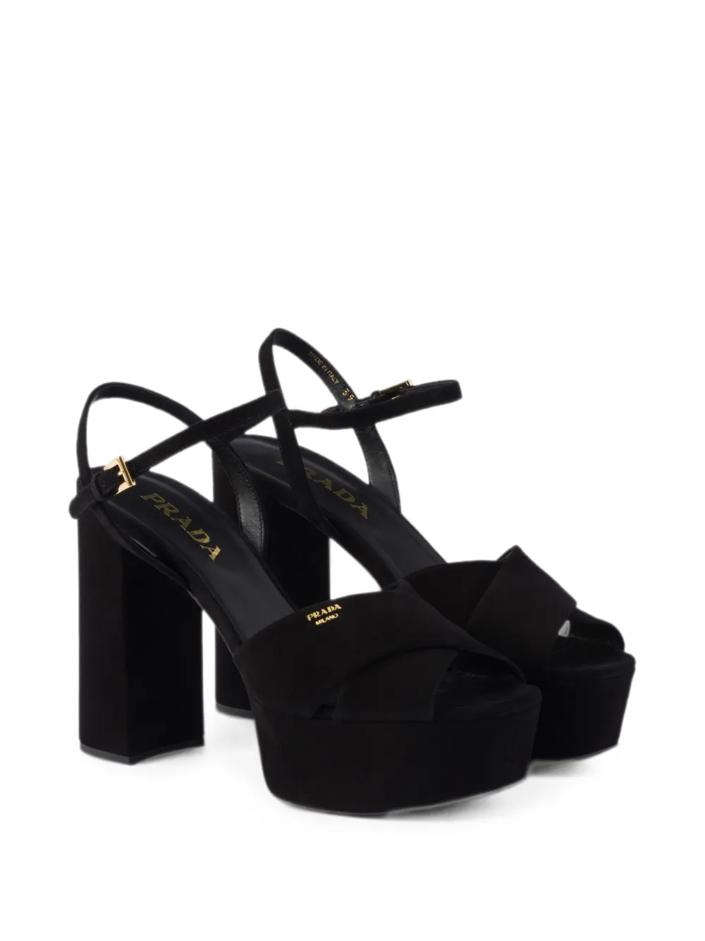 Prada suede platform sandals Zwart