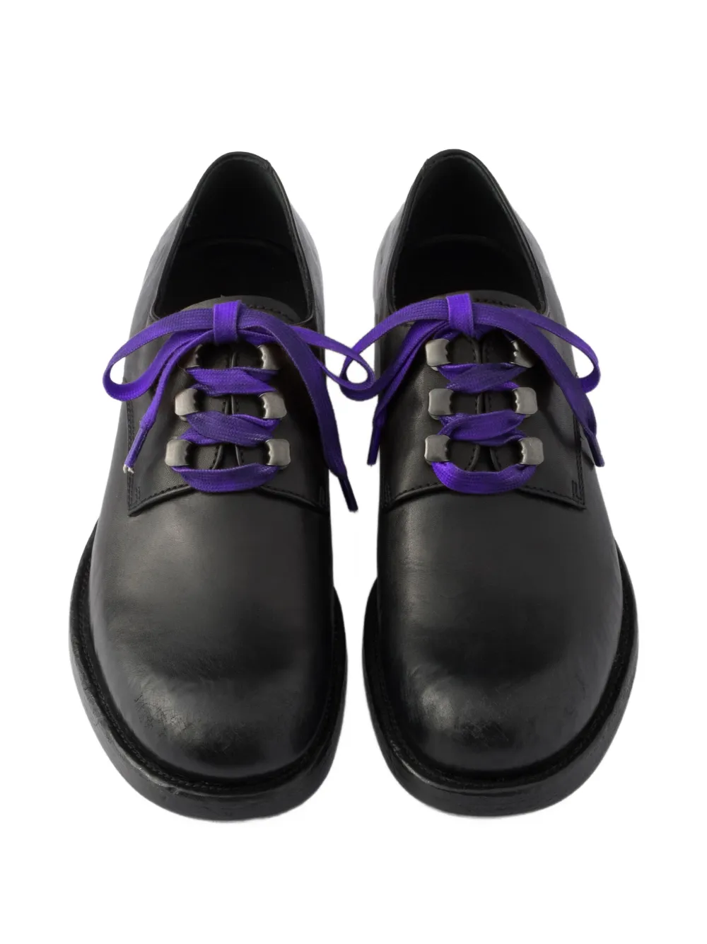 Prada antiqued leather lace-up shoes Zwart