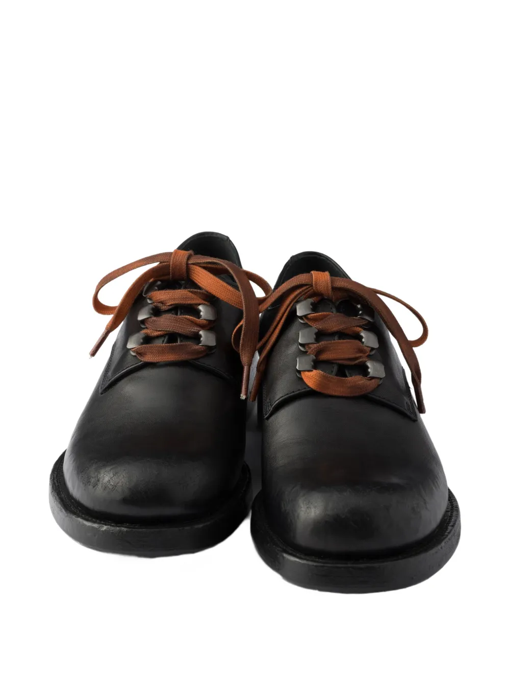 Prada antiqued leather lace-up shoes Zwart