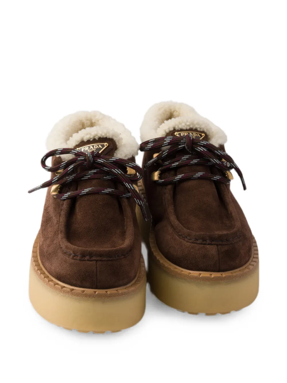 Prada shearling lined suede booties Bruin
