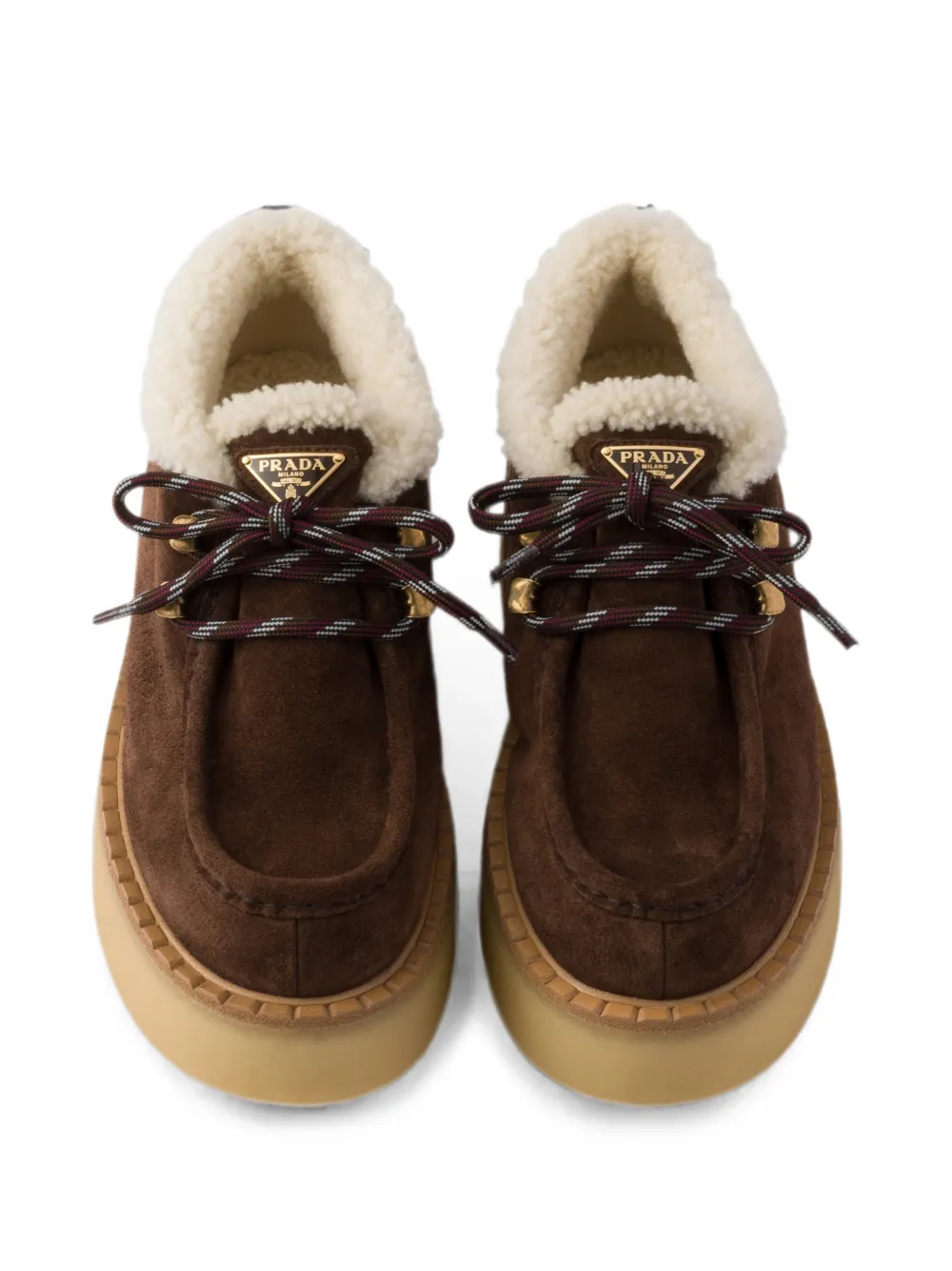 Prada shearling lined suede booties Bruin