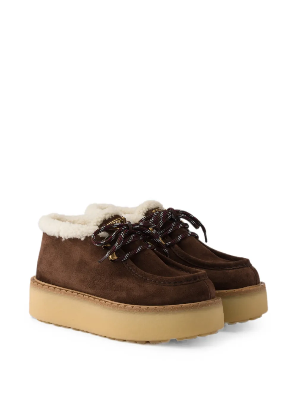 Prada shearling lined suede booties Bruin