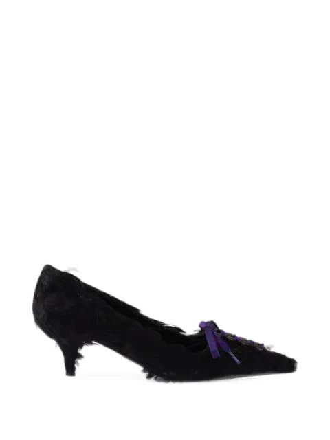 Prada feather-embellished satin pumps