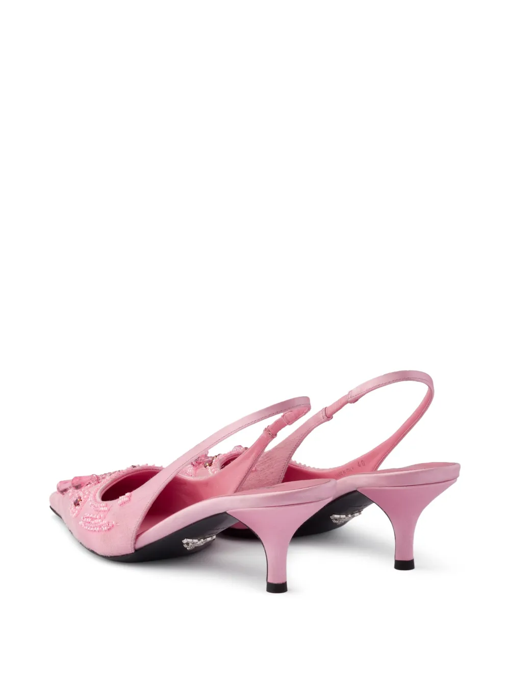 Prada embroidered satin slingback pumps Roze