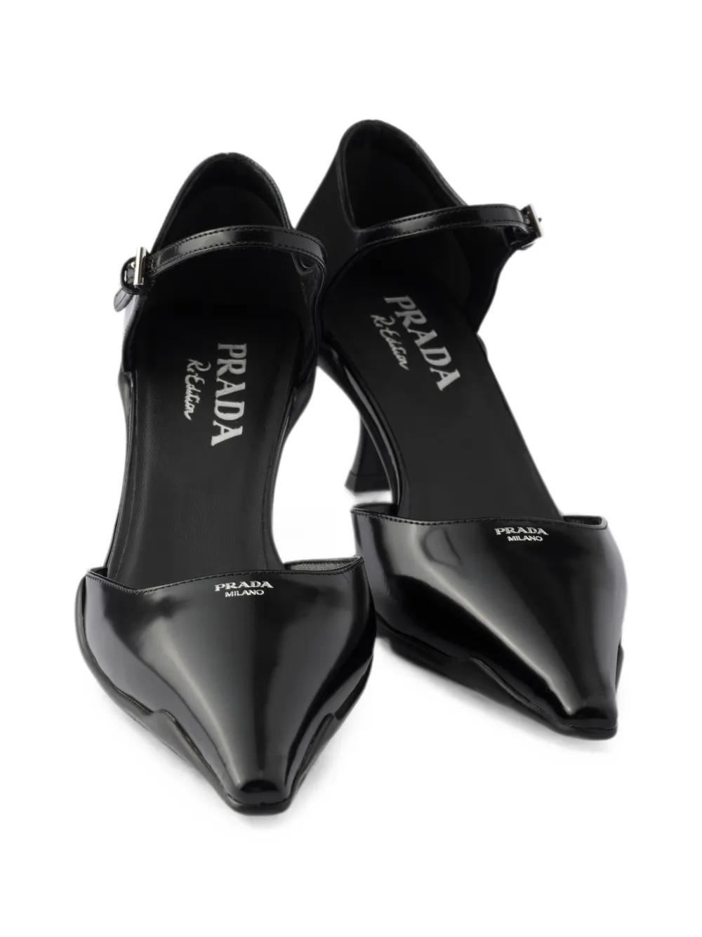 Prada brushed-leather D'Orsay pumps Zwart