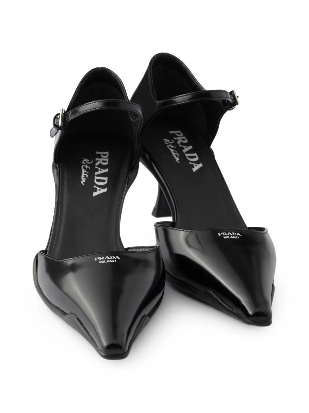 Prada brushed-leather D'Orsay pumps Zwart
