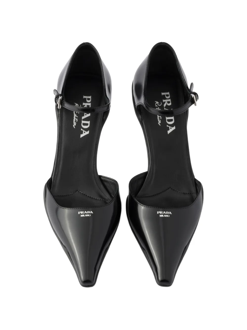 Prada brushed-leather D'Orsay pumps Zwart