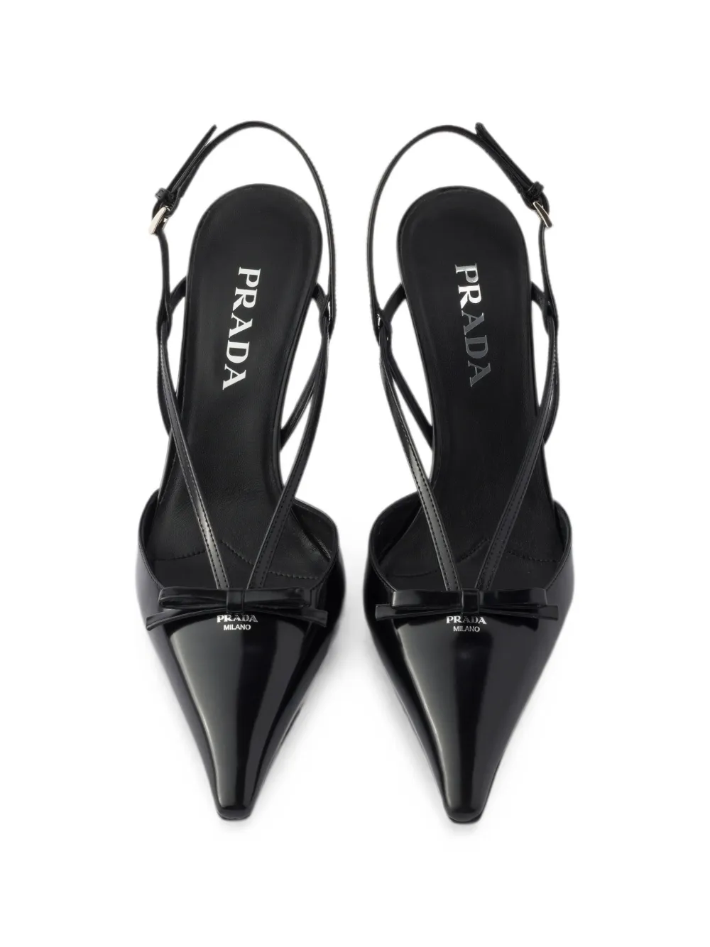 Prada brushed-leather slingback pumps Zwart