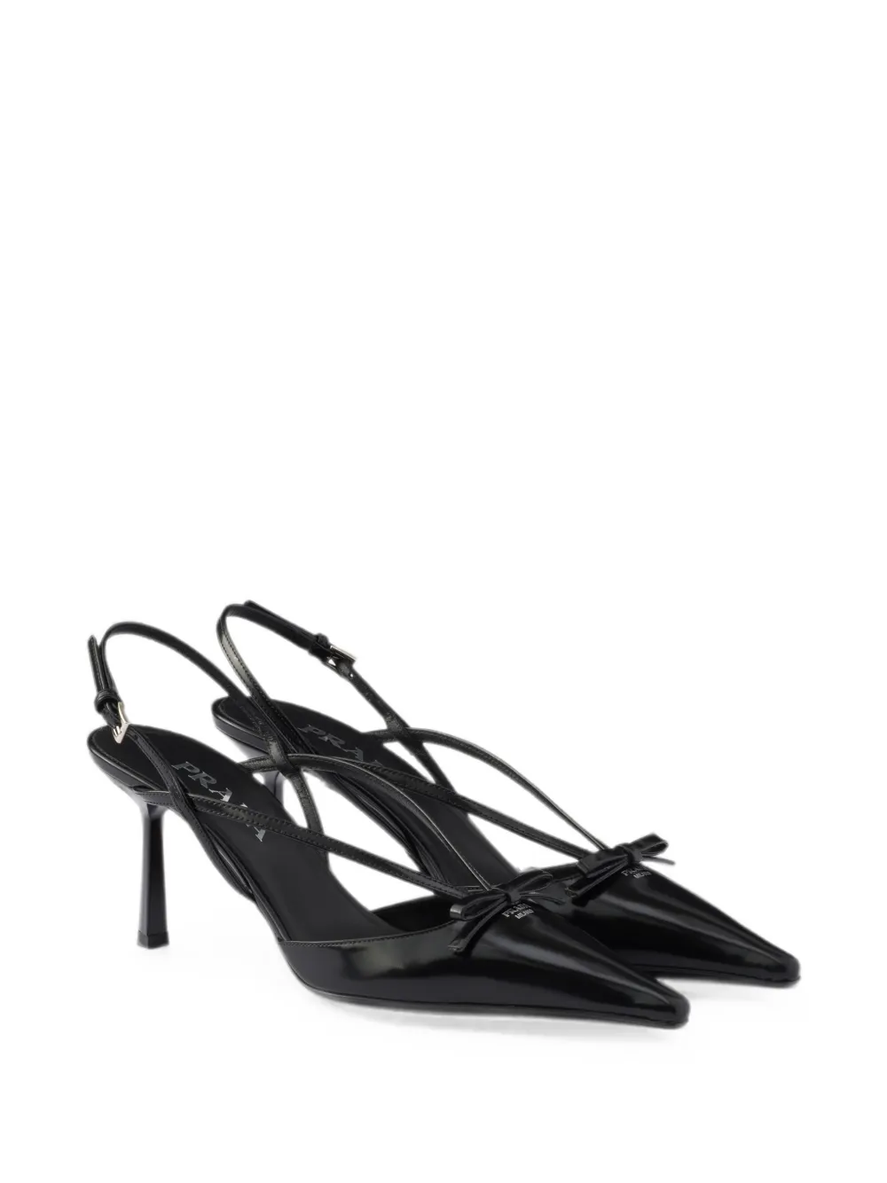 Prada brushed-leather slingback pumps Zwart