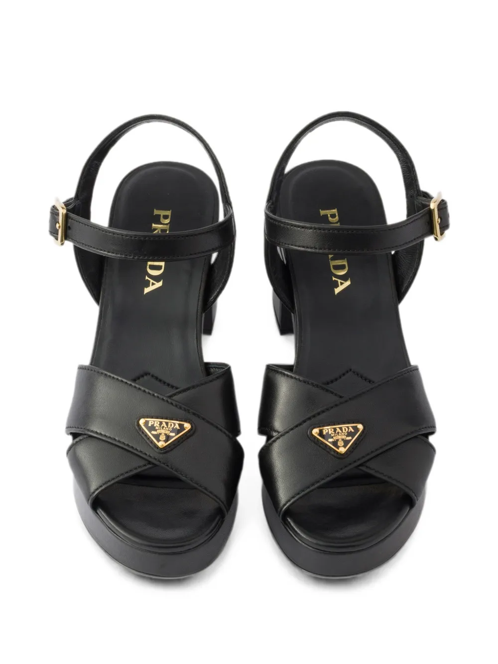 Prada nappa leather platform sandals Zwart