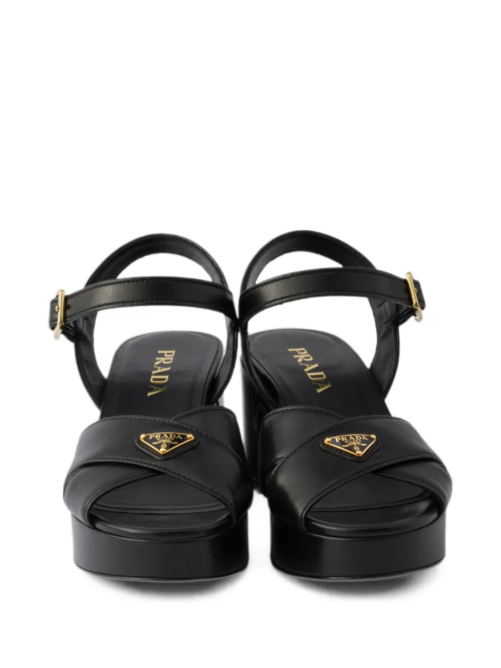 Prada nappa leather platform sandals Zwart