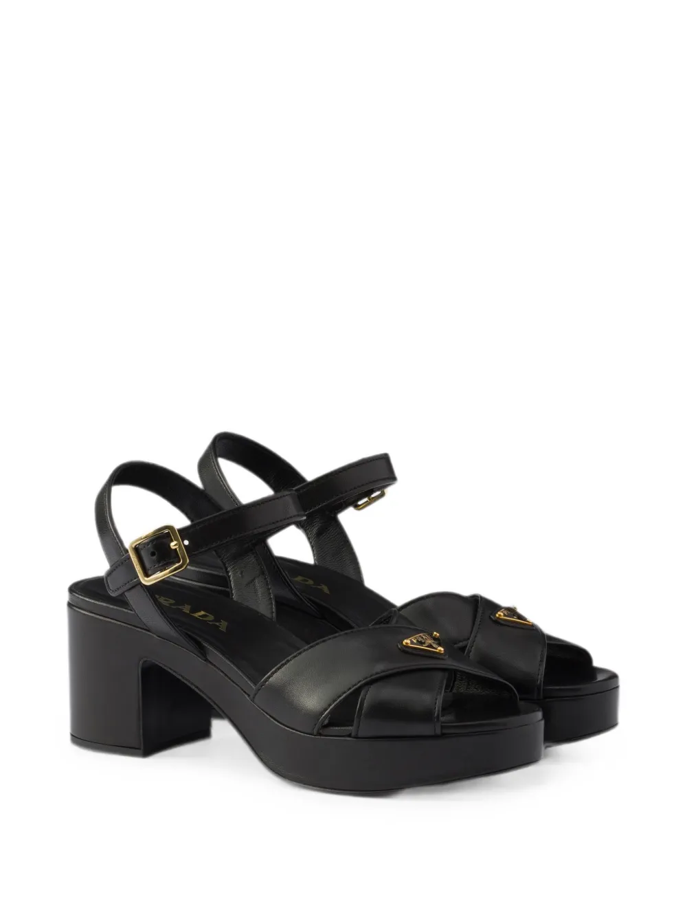 Prada nappa leather platform sandals Zwart