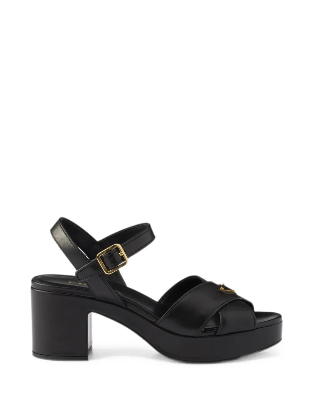 Prada nappa leather platform sandals Zwart