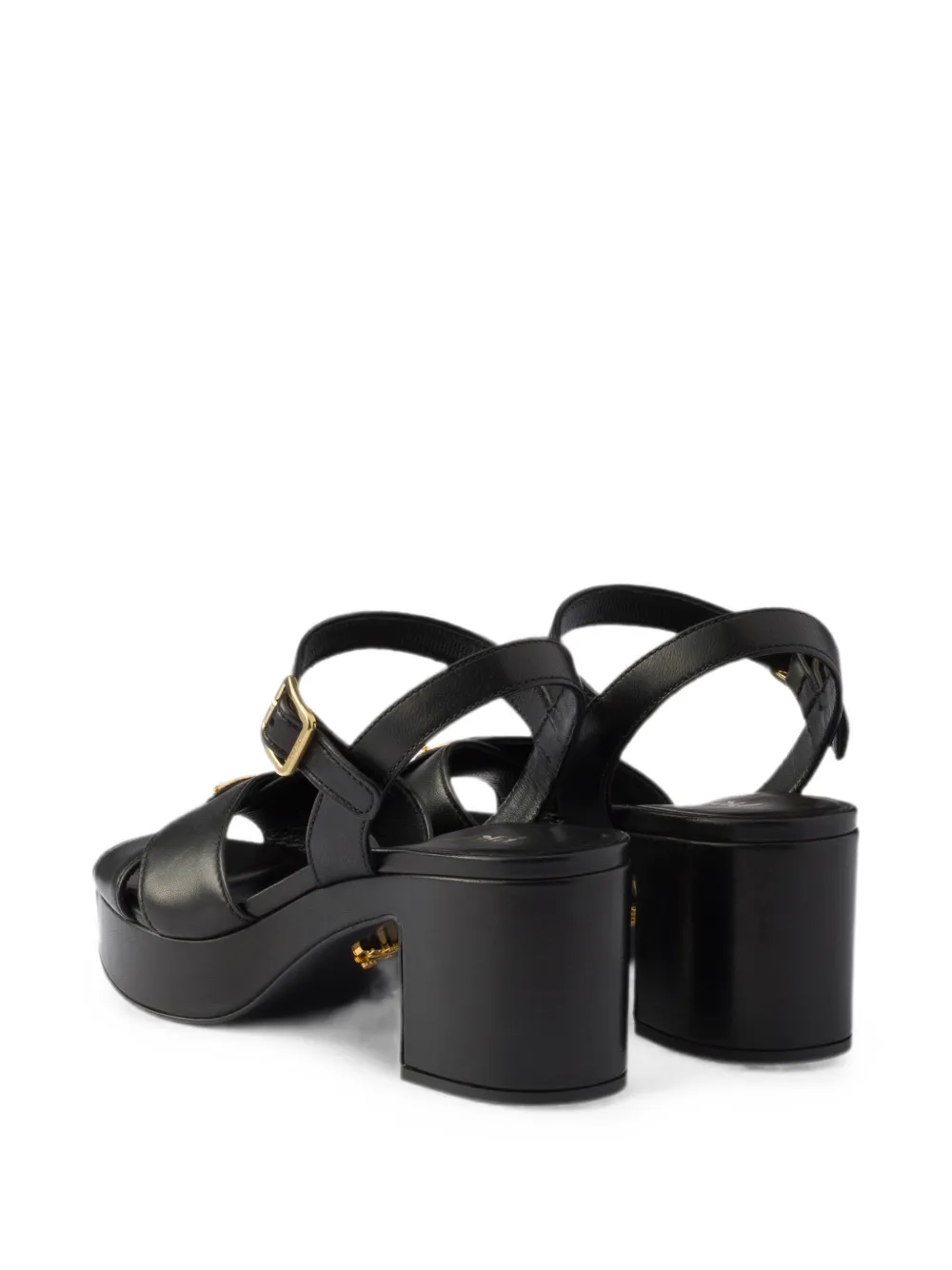 Prada nappa leather platform sandals Zwart