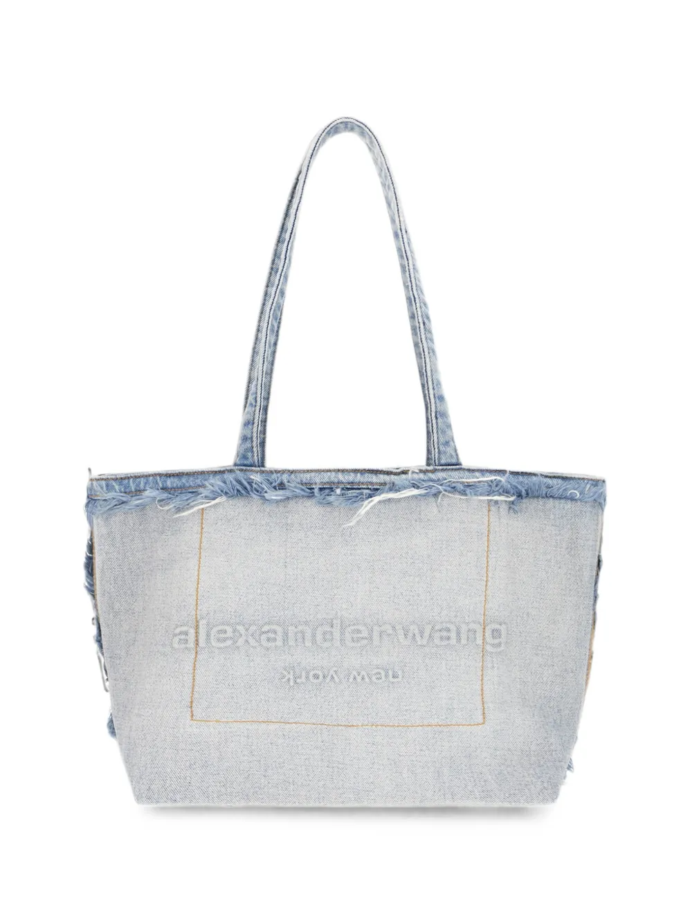 Alexander Wang logo-embossed frayed tote bag - Blue