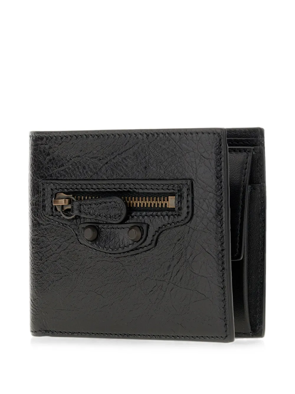 Balenciaga Square lamsleren portemonnee Zwart