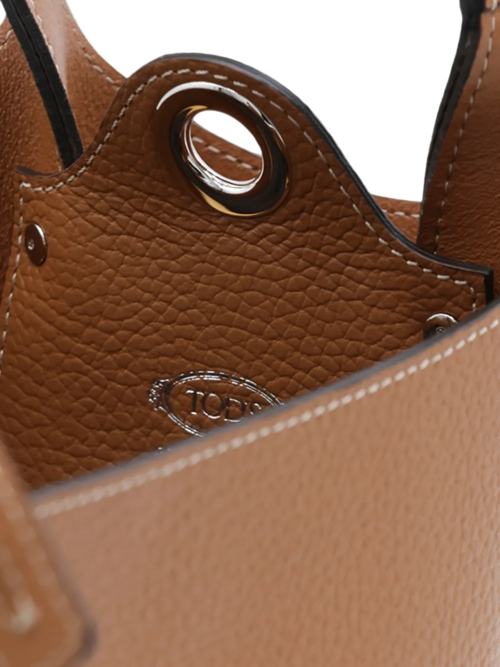 ✨TOD'S✨ハンドバッグ バルーン レザー ブラウン ロゴ Tod's ロゴエンボス レザーバケットバッグ | ブラウン | FARFETCH JP