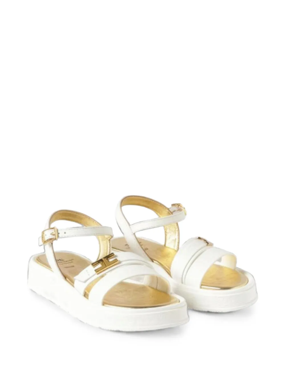 Elisabetta Franchi Kids Sandalen met logoplakkaat Wit