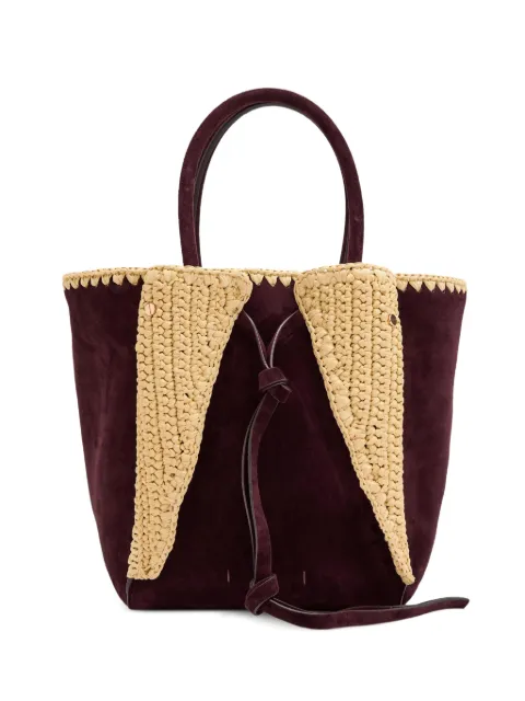 Gabriela Hearst Small Marija suede-panel raffia-trim tote bag