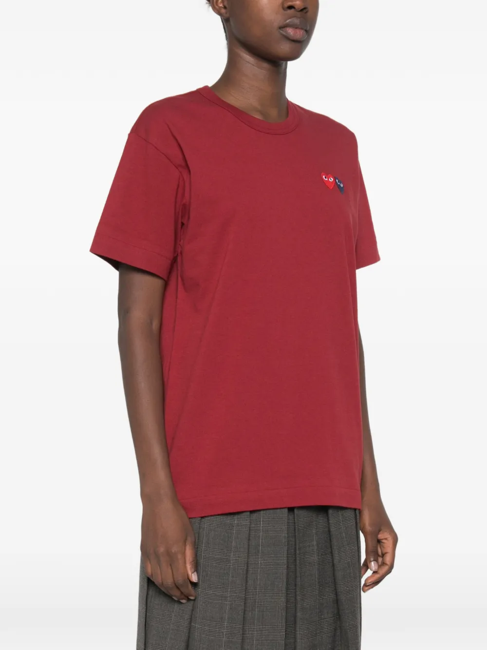 Comme Des Garçons Play T-shirt met dubbele hartpatch Rood