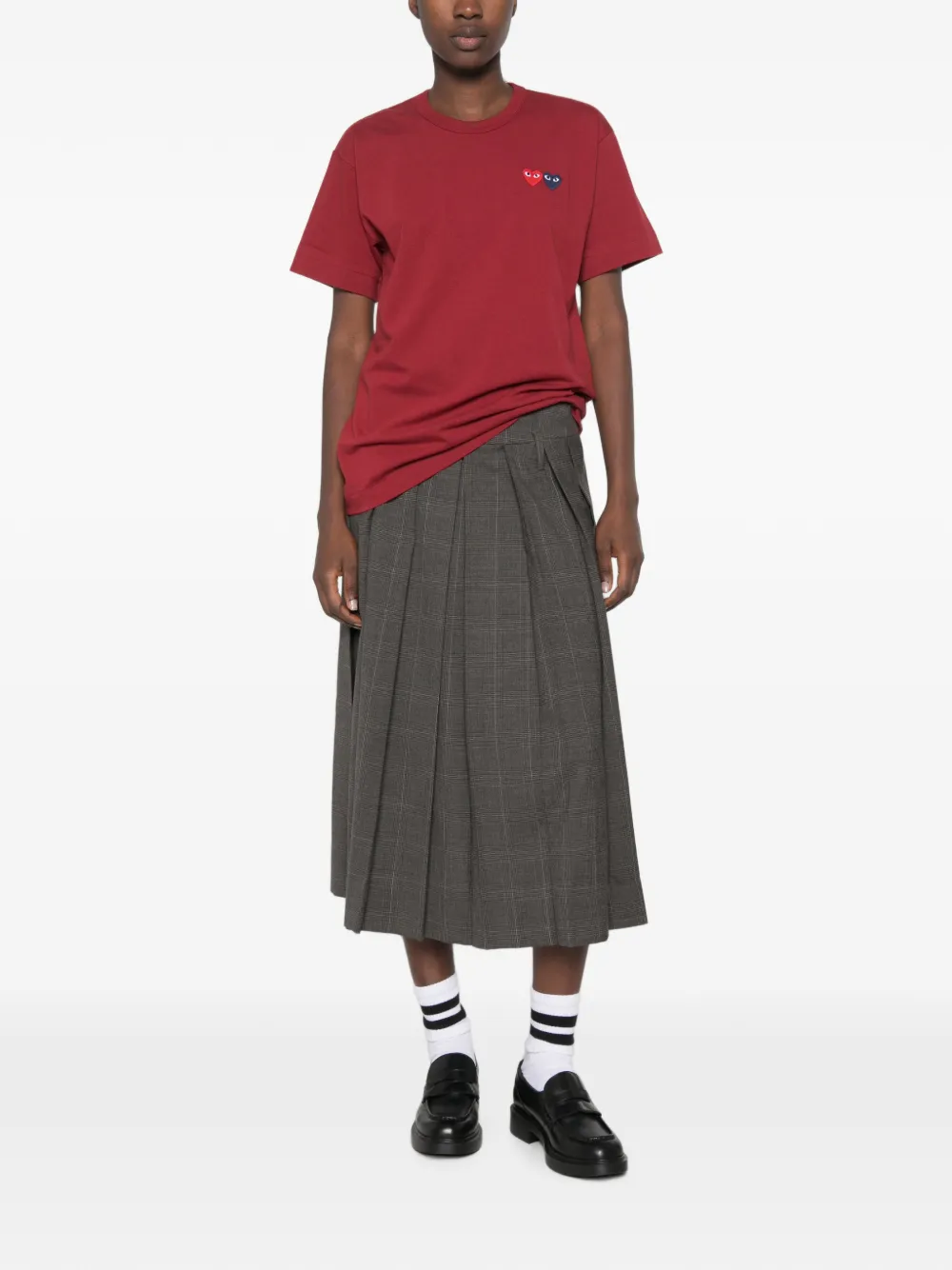 Comme Des Garçons Play T-shirt met dubbele hartpatch Rood