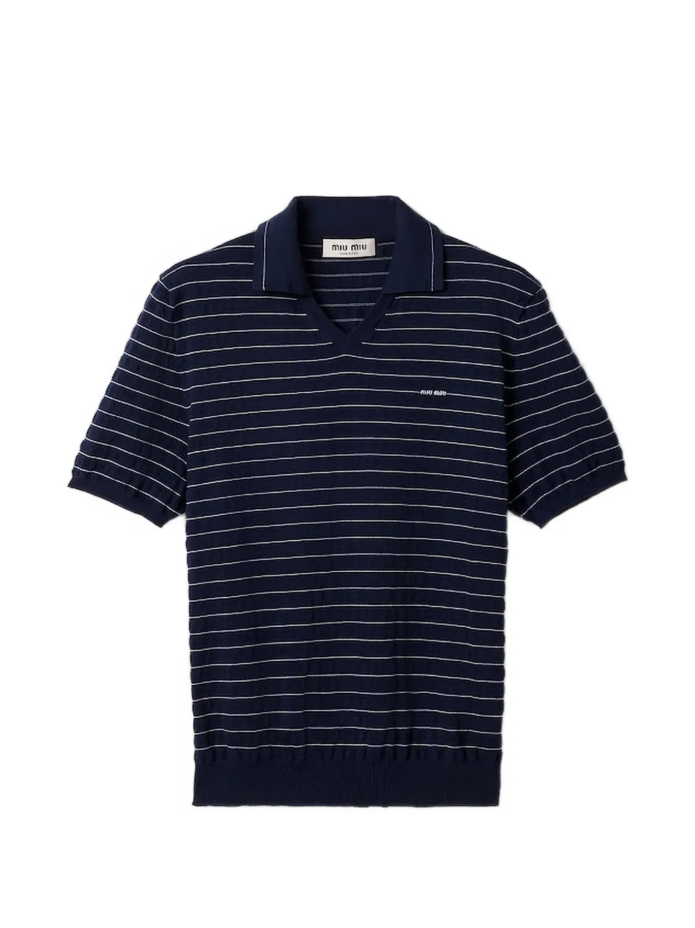 Miu Miu striped V-neck T-shirt - Blu