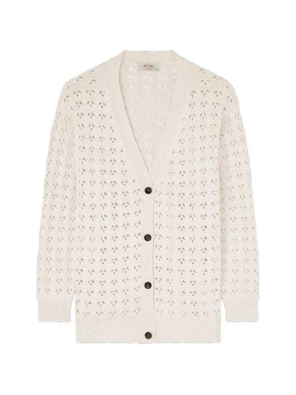 RETORI openwork-stitch V-neck cardigan - Toni neutri