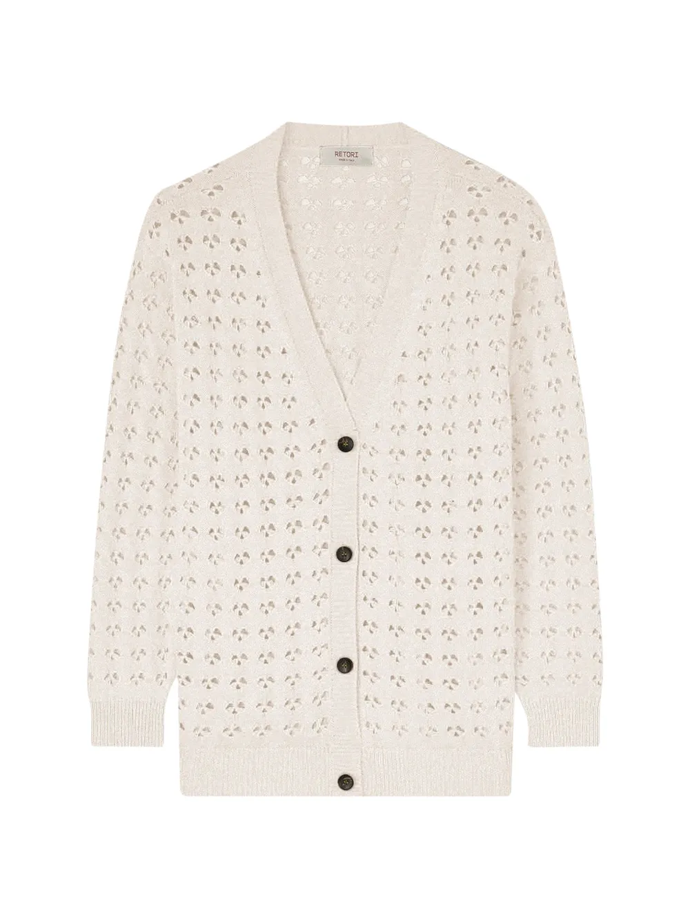 RETORI openwork-stitch V-neck cardigan - Nude