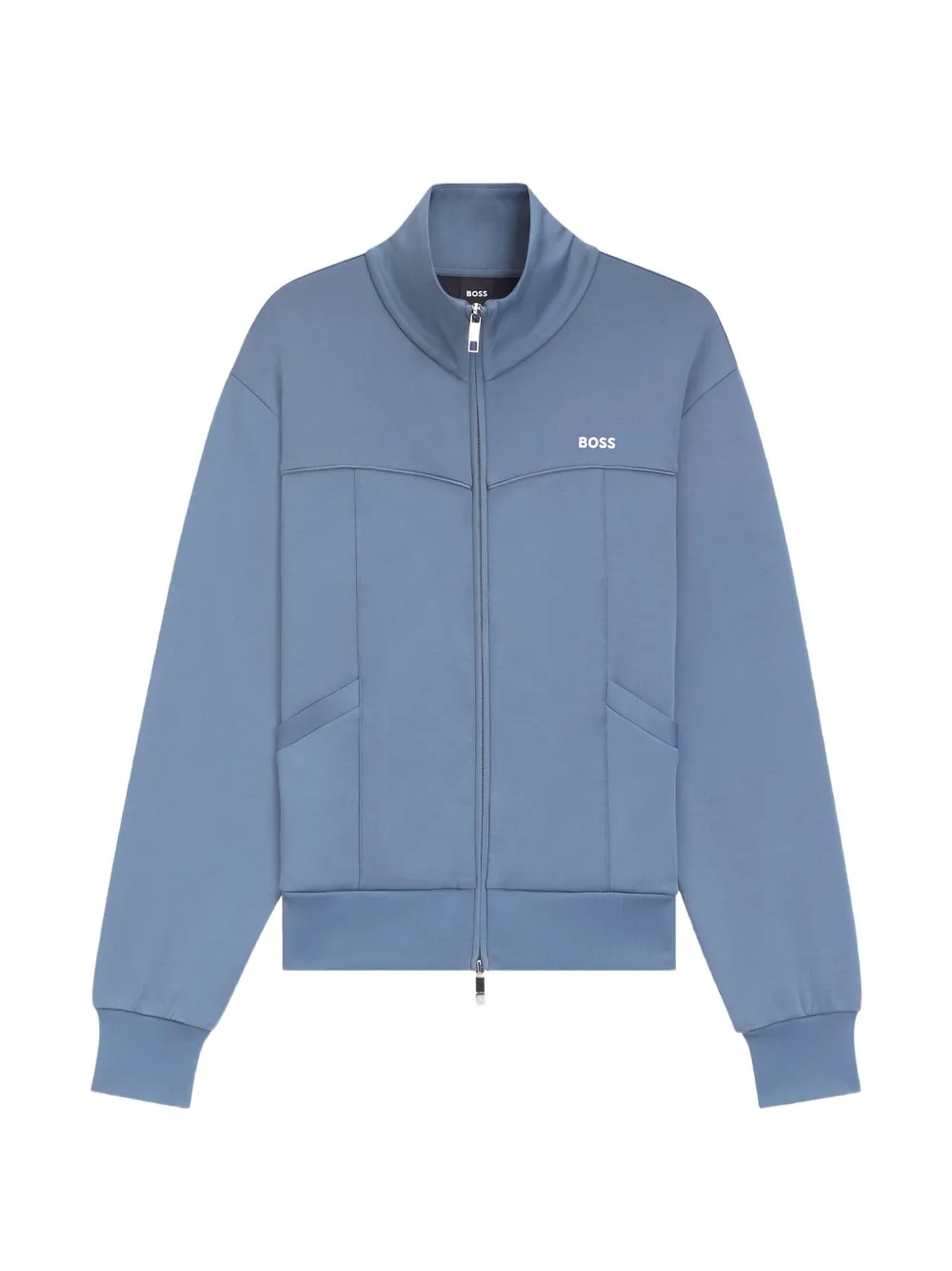 BOSS Felpa con cappuccio, zip e logo - Blu