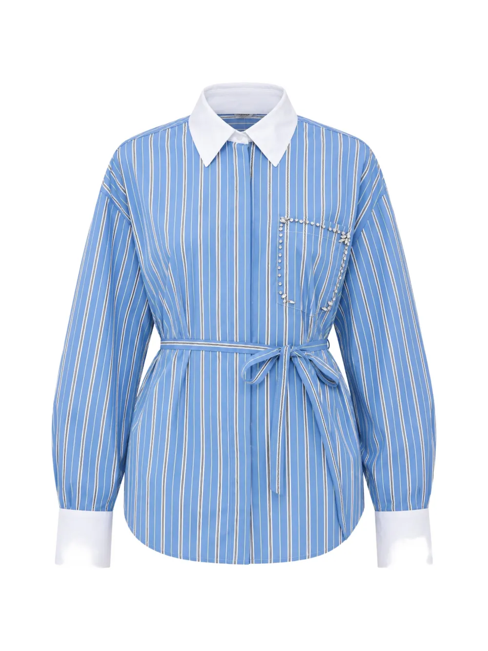 LIU JO striped crystal-embellished shirt - Blu