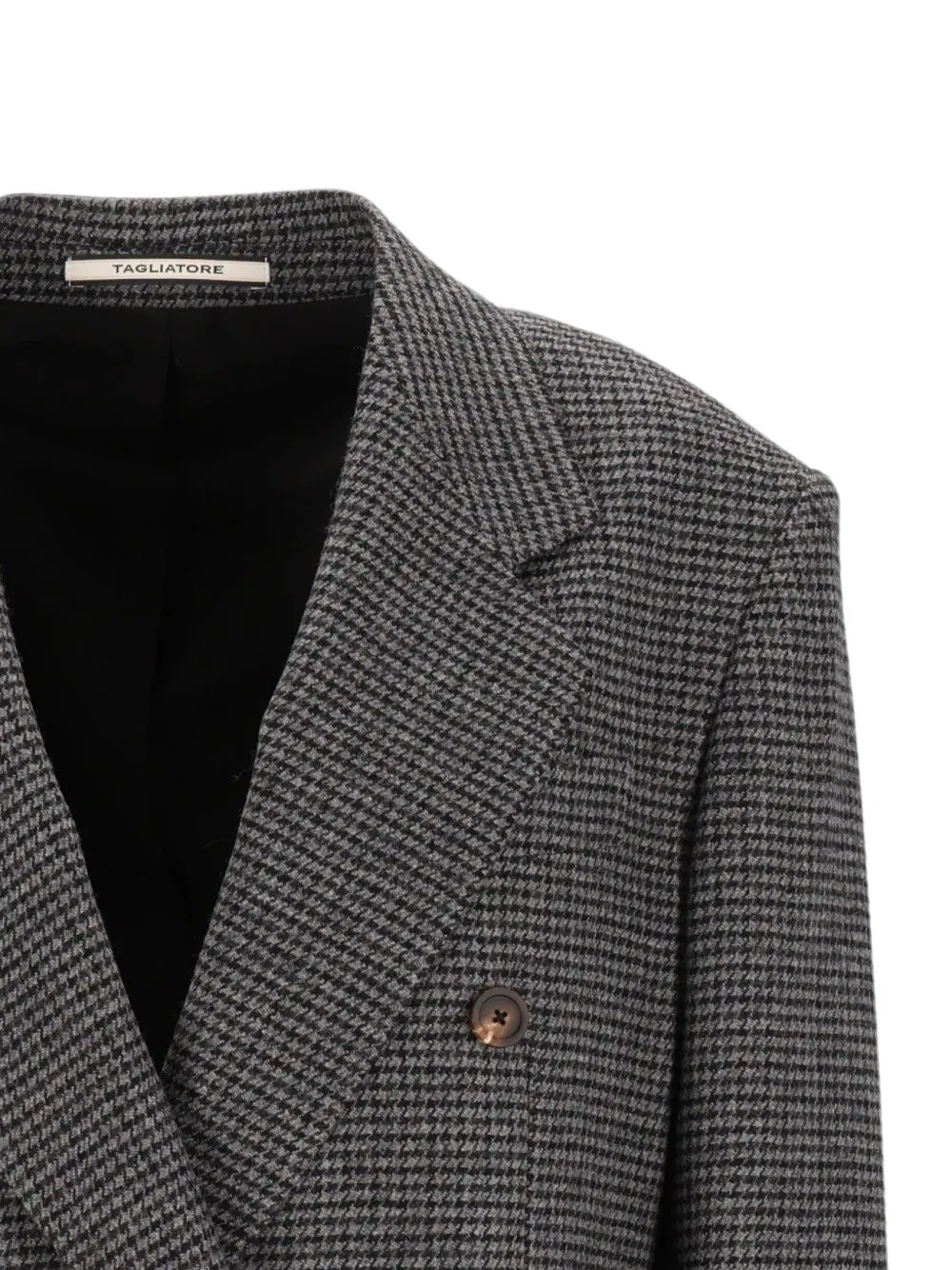 Tagliatore Loreley Double-breasted Micro-check Jacket In Gray