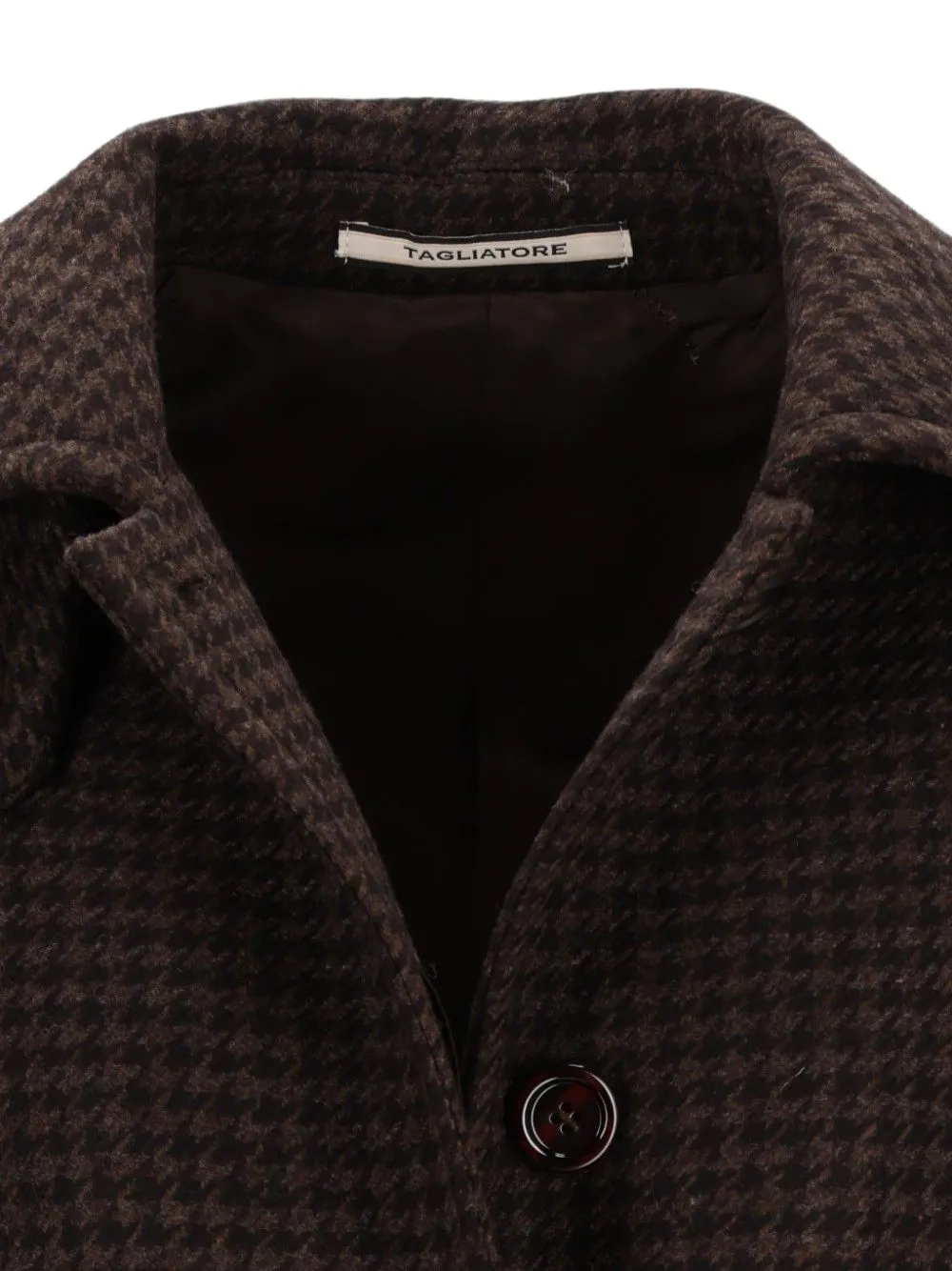 Tagliatore Bethany Houndstooth-pattern Coat In Brown