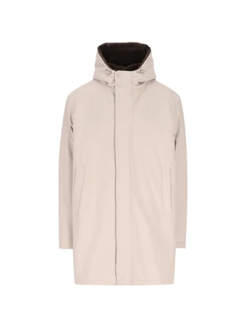 Herno hooded concealed-fastening coat