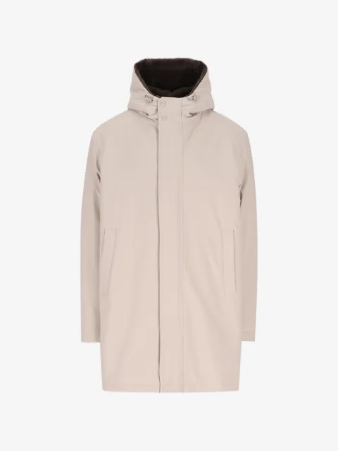 Herno hooded concealed-fastening coat