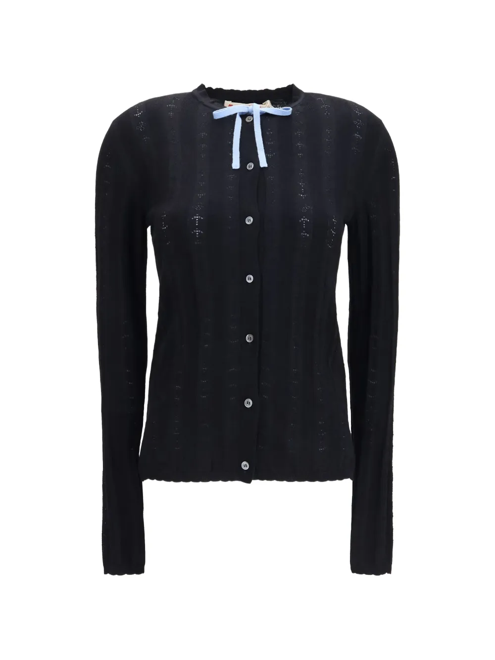 Marni bow-detail textured-knit cardigan - Schwarz