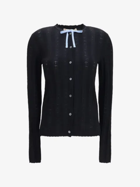 Marni bow-detail textured-knit cardigan