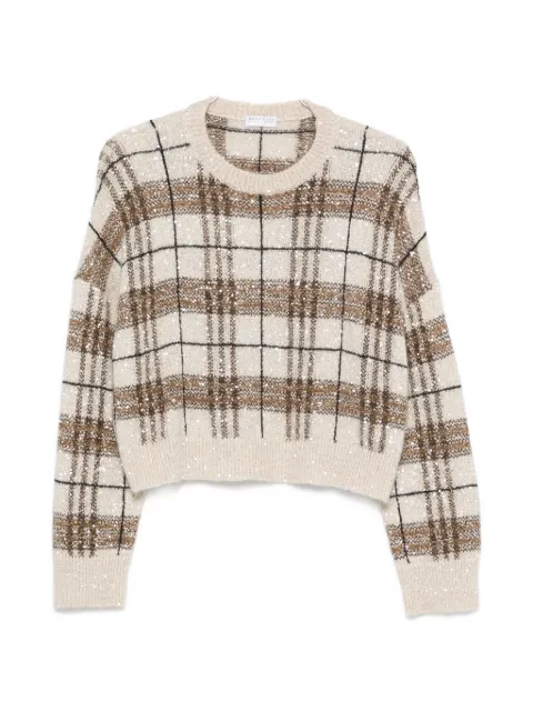 Brunello Cucinelli plaid-pattern sequin-embellishment sweater