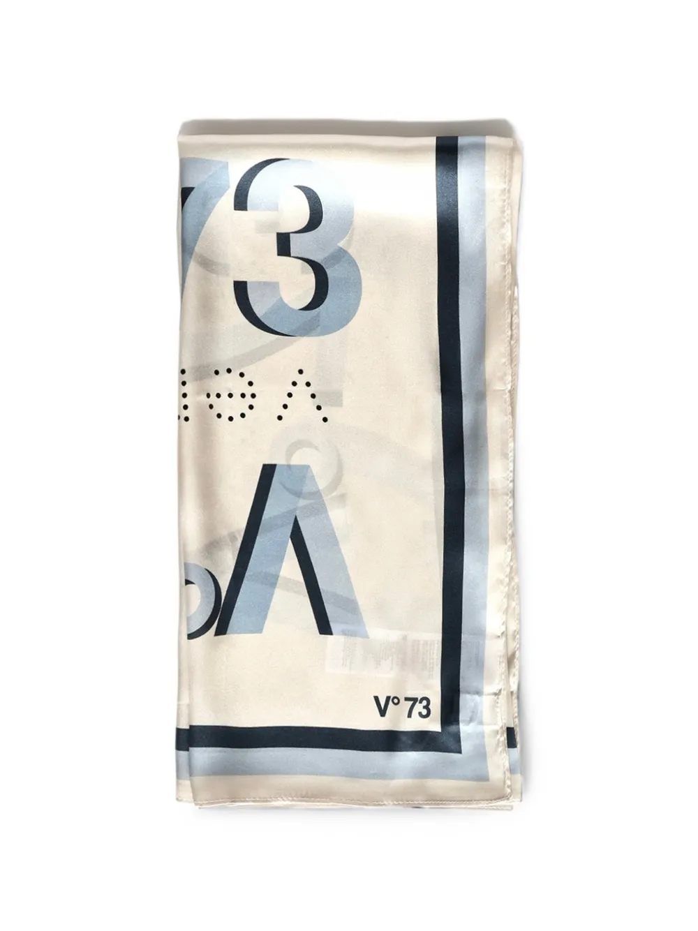 V°73 logo-print silk scarf - Blu