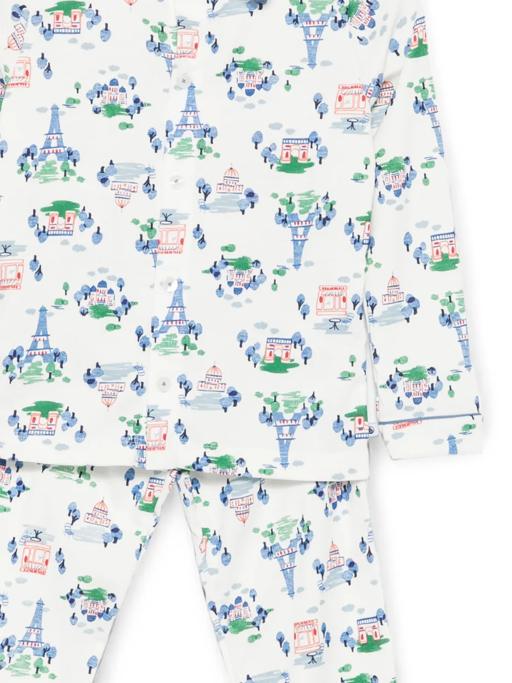 Petit Bateau Pyjama met grafische print en knopen Wit