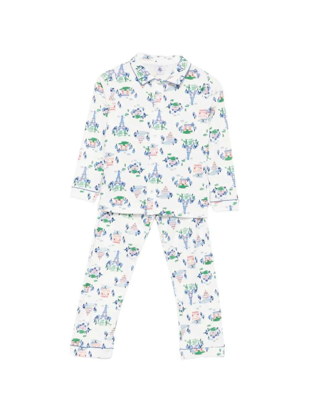 Petit Bateau graphic-print button-down pajamas - Weiß