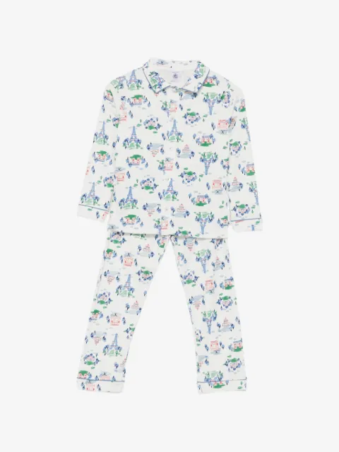 Petit Bateau graphic-print button-down pajamas