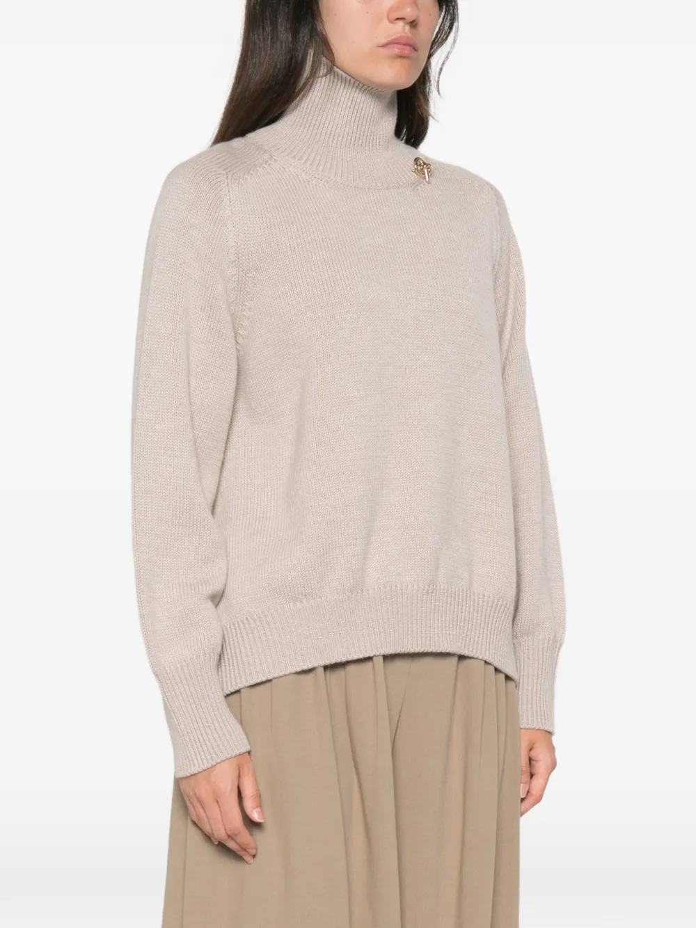 Fabiana Filippi Verfraaide trui met hoge hals Beige