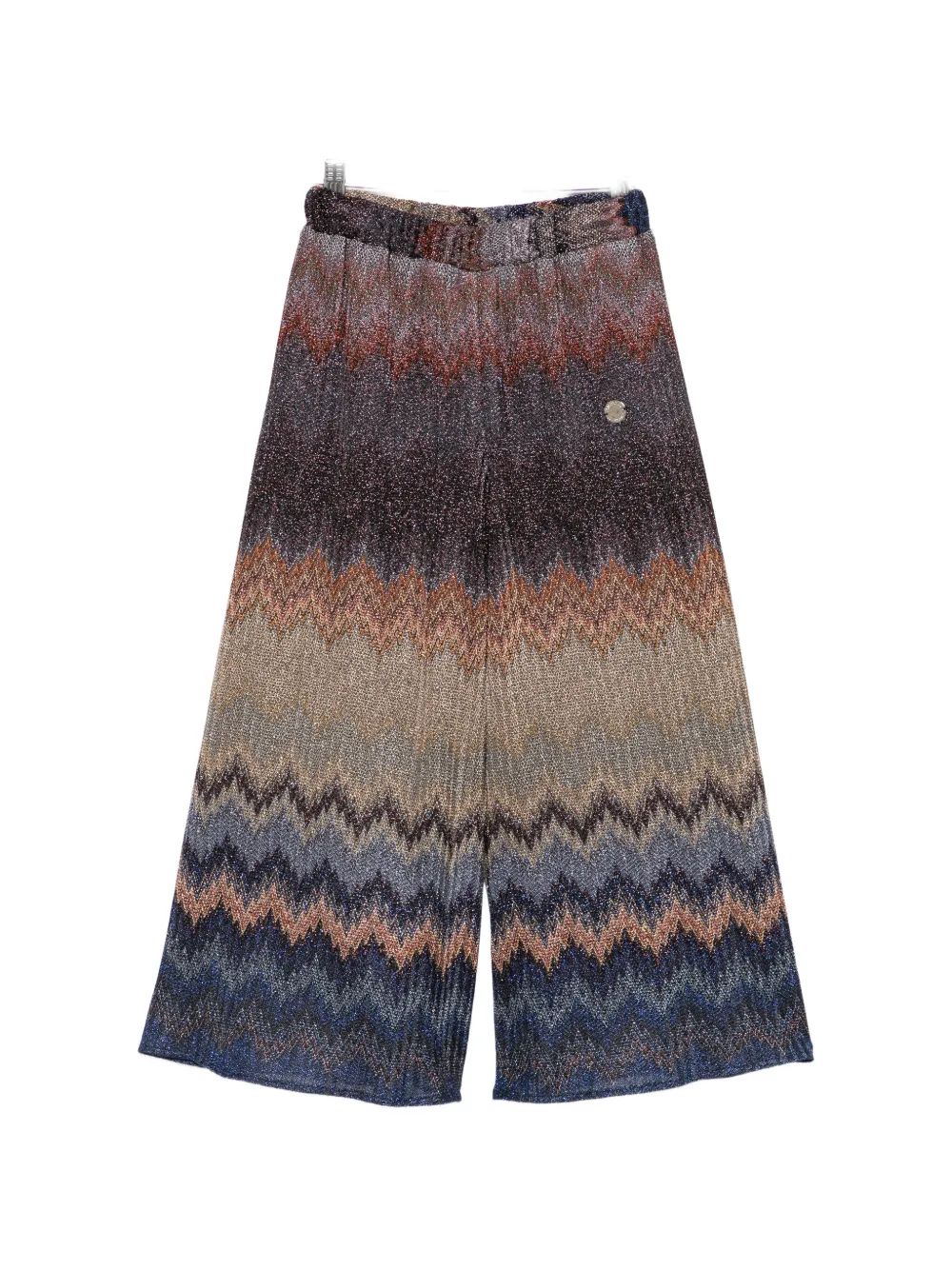 Missoni Kids logo-plaque wide-leg trousers - Nero