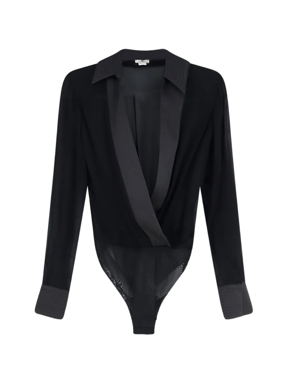 Elisabetta Franchi wrap-style long-sleeved bodysuit Zwart