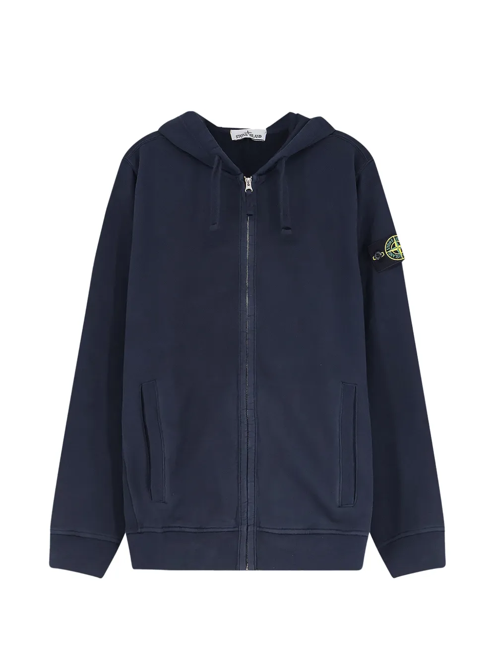 Stone Island logo-patch zip-up hoodie - Blau