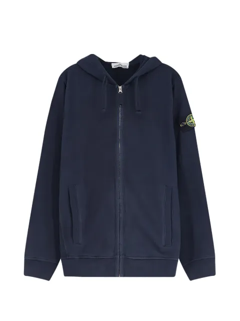 Stone Island logo-patch zip-up hoodie
